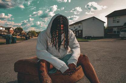 Grey “You’ve Been Marked” zip-up